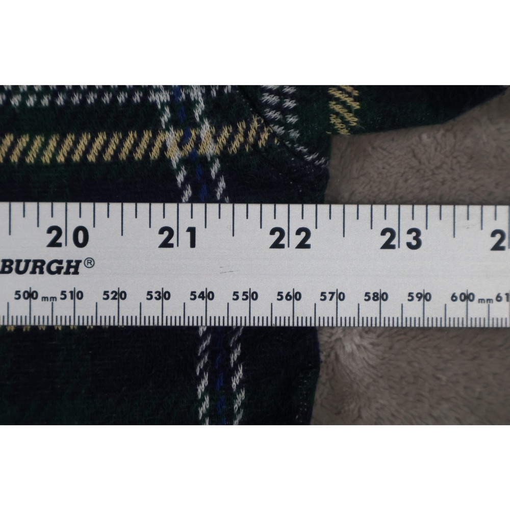 Woods & Gray Plaid Pullover Shirt Mens L Green Navy Tartan Long Sleeve - Picture 5 of 6
